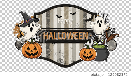 halloween vector card with halloween pumpkin 129982572