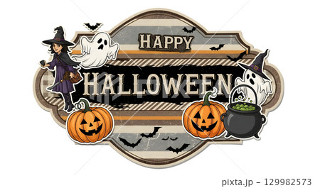 zombie with halloween pumpkin 129982573