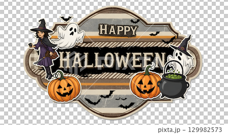zombie with halloween pumpkin 129982573