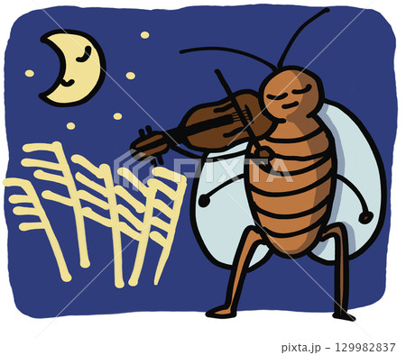 夜にバイオリンを弾くコオロギ 129982837