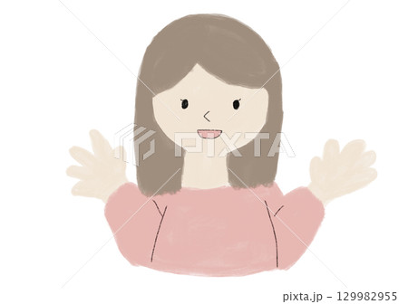 手を振る女性 129982955