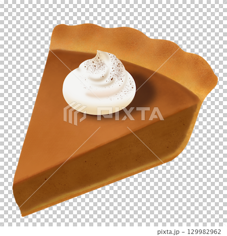 Pumpkin pie topped with cream Pumpkin pie topped with cream 129982962
