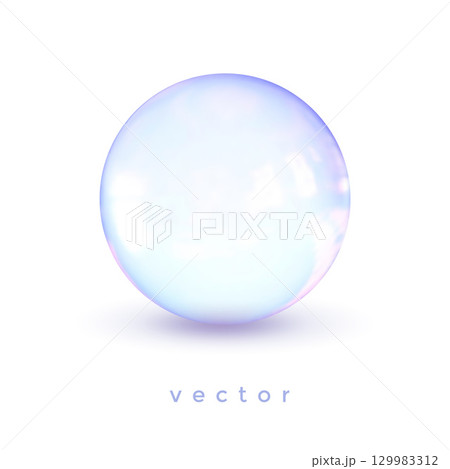 Glass ball vector .Blue Crystal Magic Ball .Realistic balloon for labels, advertising . 129983312