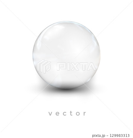 Glass vector ball. Crystal Magic Ball .Realistic balloon for labels, advertising . 129983313