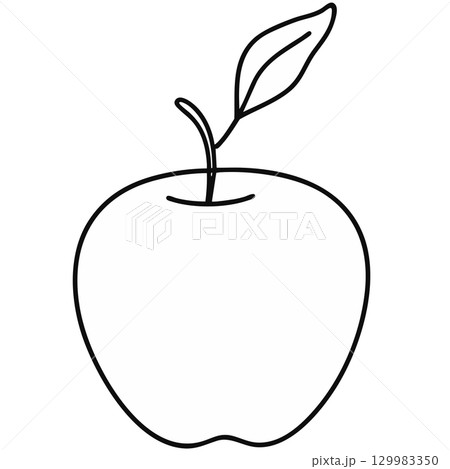 Educational Apple Coloring Page Vector Illustration on White Background Educational Apple Coloring Page Vector Illustration on White Background 129983350