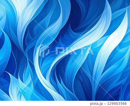 青い炎、燃え上がる青い炎が広がる背景、青と白の鮮やかなグラデーション 129983566