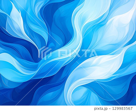 青い炎、燃え上がる青い炎が広がる背景、青と白の鮮やかなグラデーション 129983567