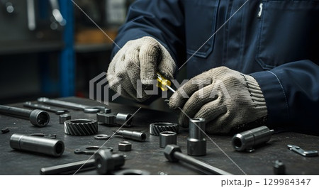 mechanic working with tools 129984347