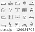 Set of 20 Furniture Outline Icons 129984705
