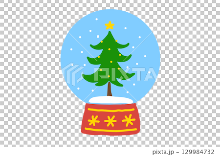 Illustration of a snow globe with a Christmas tree inside 129984732