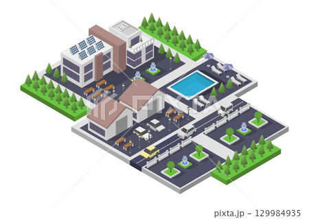 Modern isometric house Modern isometric house 129984935