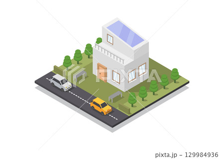 Modern isometric house Modern isometric house 129984936