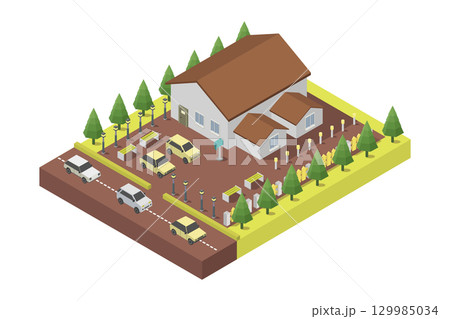 Modern isometric house Modern isometric house 129985034