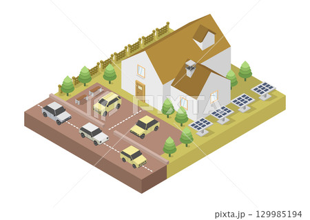 Modern isometric house 129985194