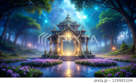 星降る森の幻想的な神殿 星降る森の幻想的な神殿 129985204