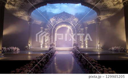 光に包まれた幻想的な結婚式のステージ 129985205