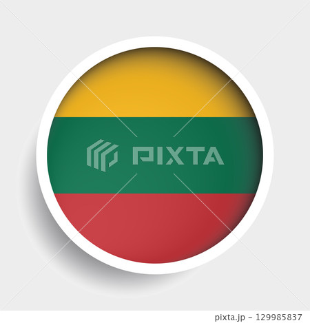 Flag of Lithuania, round icon with shadow, national symbol 129985837