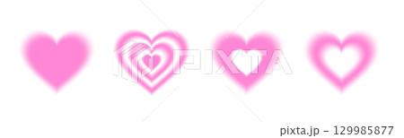 Pink y2k aura heart shapes with soft blur gradient for romantic design and trendy aesthetics. Glowing love symbols with blurry forms on white for Valentine day cards or digital decoration. Pink y2k aura heart shapes with soft blur gradient for romantic design and trendy aesthetics. Glowing love symbols with blurry forms on white for Valentine day cards or digital decoration. 129985877