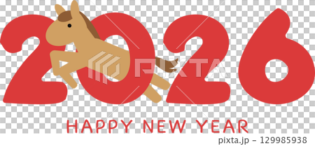 2026午年年賀状素材 2026午年年賀状素材 129985938