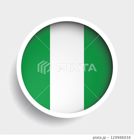Flag of Nigeria, round icon with shadow, national symbol 129986038