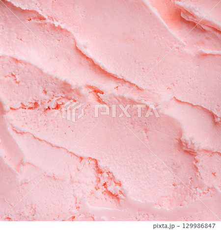 Pink strawberry ice cream texture 129986847