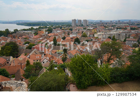 Danube and Zemun, Belgrade district. View from the Gardos Tower. 129987534