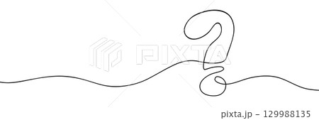 Continuous line drawing black question mark minimalist abstract illustration 129988135
