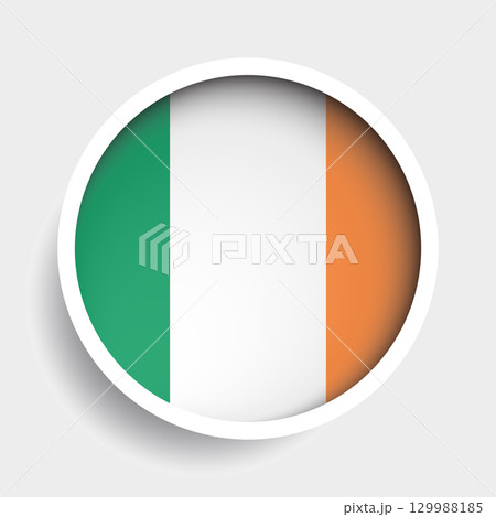Flag of Ireland, round icon with shadow, national symbol 129988185