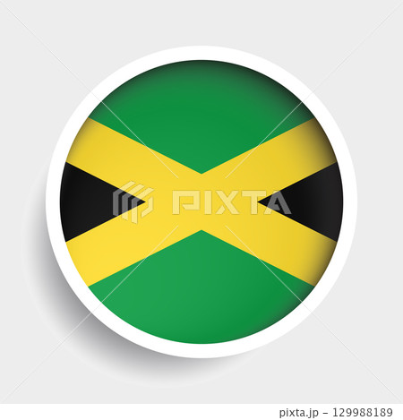Flag of Jamaica, round icon with shadow, national symbol 129988189
