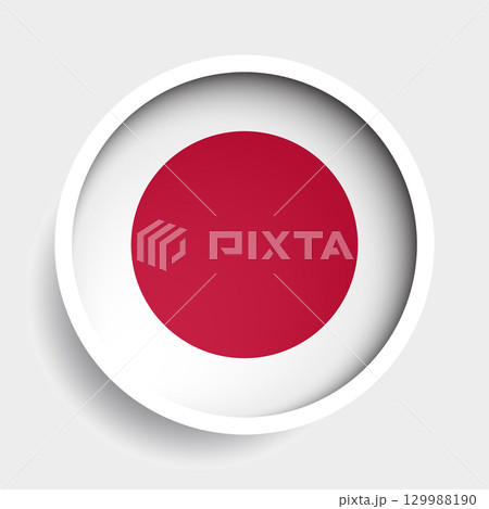 Flag of Japan, round icon with shadow, national symbol 129988190