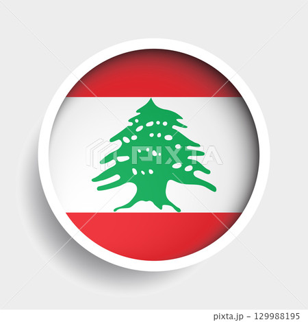 Flag of Lebanon, round icon with shadow, national symbol Flag of Lebanon, round icon with shadow, national symbol 129988195
