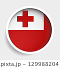 Flag of Tonga, round icon with shadow, national symbol 129988204