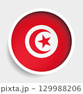Flag of Tunisia, round icon with shadow, national symbol 129988206