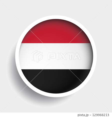 Flag of Yemen, round icon with shadow, national symbol 129988213