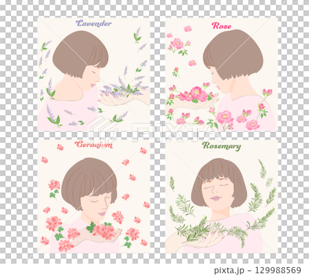 Smell the scent of roses, geraniums, lavender, and rosemary 129988569
