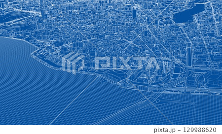 Urban modern landscape. Vector rendering of 3d 129988620