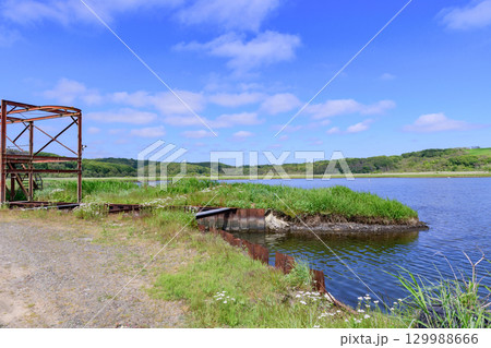 青空の下に広がる浜中町 幌戸湿原の汽水湖「幌戸沼」 青空の下に広がる浜中町 幌戸湿原の汽水湖「幌戸沼」 129988666