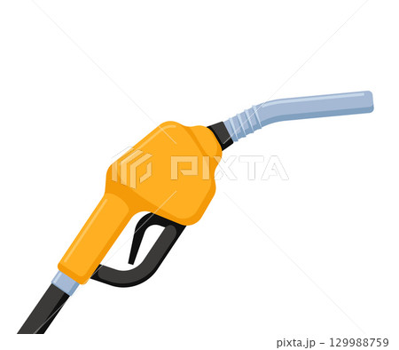 Realistic fuel nozzle. Fueling pistol for petrol or gasoline fill, oil handle pump dispenser, ethanol biodiesel refuel station. Vector illustration. Realistic fuel nozzle. Fueling pistol for petrol or gasoline fill, oil handle pump dispenser, ethanol biodiesel refuel station. Vector illustration. 129988759