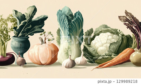 野菜、野菜のある風景 129989218