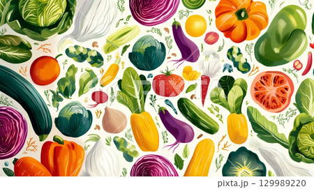 色々な野菜の背景素材 129989220