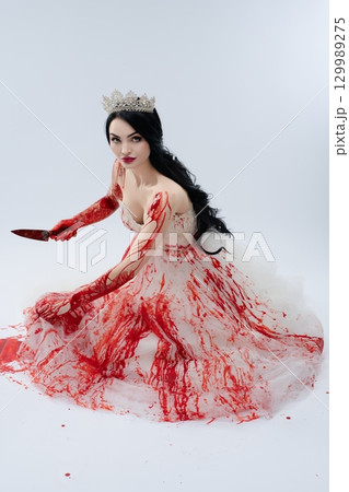Beauty in blood: A bridal murder scene with elegance and danger 129989275