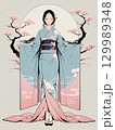 浮世絵タッチの女性 129989348