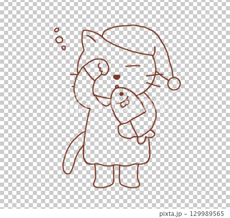 Sleepy cat_line drawing 129989565