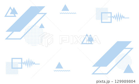 シンプルな幾何学模様の図形のビジネス背景　水色青ののイラスト　円　三角　四角　ベクターpng 129989804