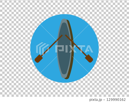從上方直接觀看的灰色獨木舟、皮划艇和小船圖標插圖 129990162