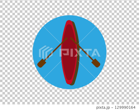 Top view of a red canoe, kayak, or boat icon Top view of a red canoe, kayak, or boat icon 129990164