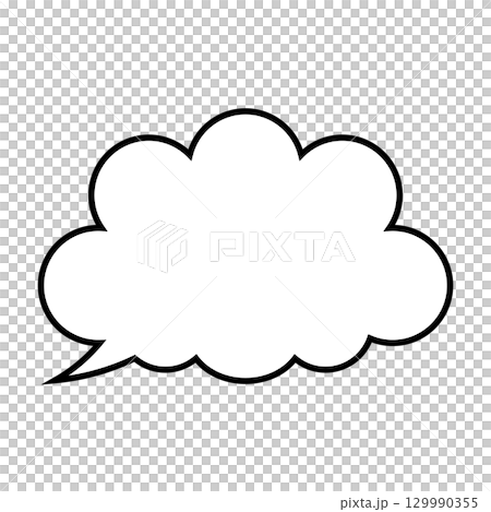 シンプルな吹き出しのイラスト　もこもこ 129990355
