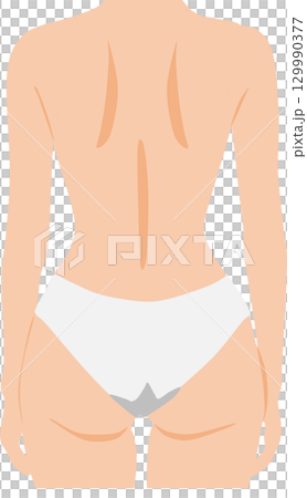 Illustration of a woman's back in underwear Illustration of a woman's back in underwear 129990377