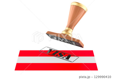 Austria visa approval stamp, immigration and travel concept. 3D rendering 129990410