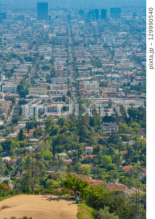 アメリカ グリフィス天文台から望むロサンゼルスのダウンタウンの街並み アメリカ グリフィス天文台から望むロサンゼルスのダウンタウンの街並み 129990540